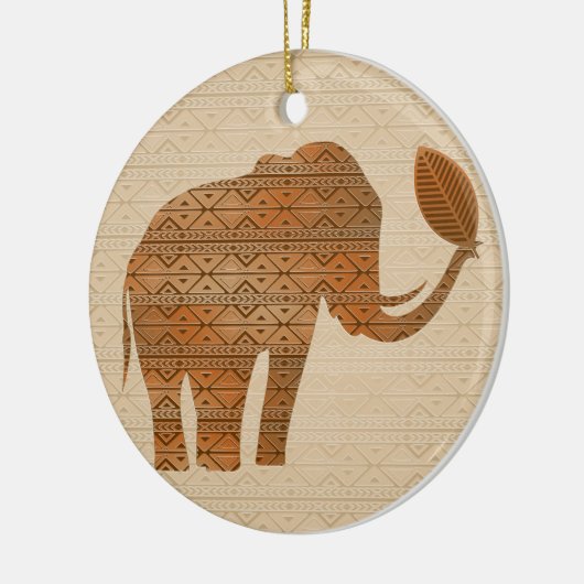 エレファントトライバルアートデザイン セラミックオーナメント (左)