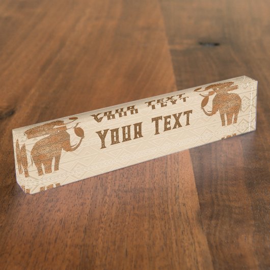 エレファントトライバルアートデザイン デスクネームプレート (側面)