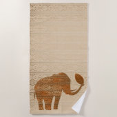 エレファントトライバルアートデザイン ビーチタオル (正面)