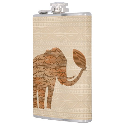 エレファントトライバルアートデザイン フラスク (左)