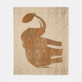 エレファントトライバルアートデザイン フリースブランケット (正面)