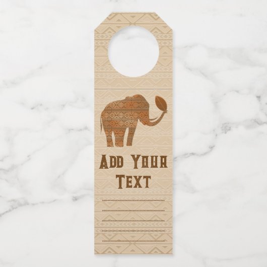 エレファントトライバルアートデザイン ボトルネックタグ (正面)