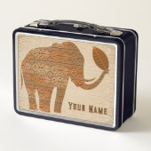 エレファントトライバルアートデザイン メタルランチボックス (裏面)