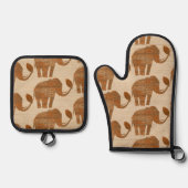 エレファントトライバルアートデザイン 鍋つかみ&鍋敷きセット (正面)