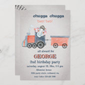 エレファントトレイン誕生日 招待状 (正面/裏面)