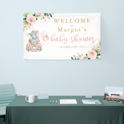 エレファントドライブバイベイビーシャワーピンクバラズ 横断幕 (トレードショー)