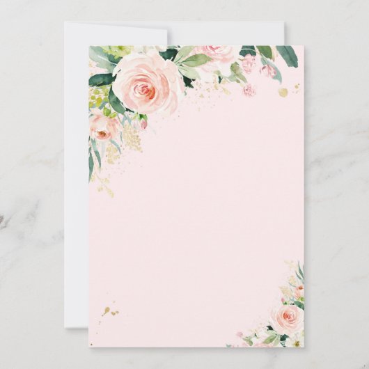 エレファントドライブバイベビーシャワー招待状ピンクローズ 招待状 (裏面)