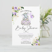 エレファントドライブバイベビースシャワー招待状紫 招待状 (スタンド正面)