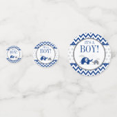 エレファントネイビーブルーグレーボーイベビーシャワー コンフェッティ (裏面)