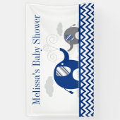 エレファントネイビーブルーグレー赤ちゃんシャワー 横断幕 (縦)