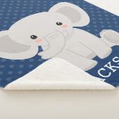 エレファントネービーブルー水玉模様ボパーソナライズされたーイ シェルパブランケット (3/4)