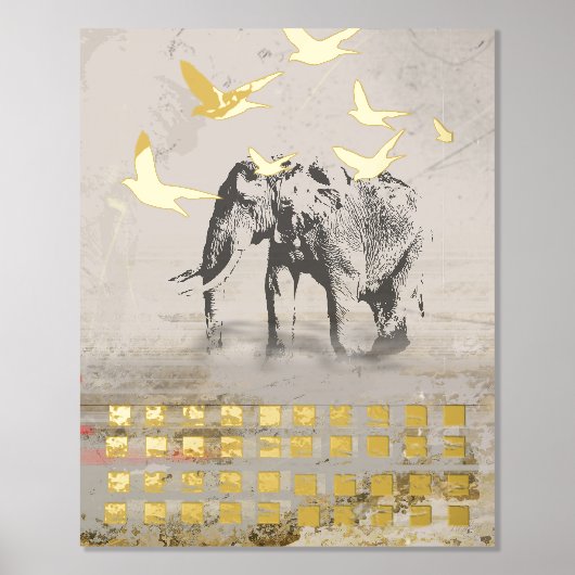 エレファントノマドモダンプリント 箔ポスター (正面)