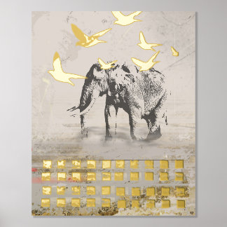 エレファントノマドモダンプリント 箔ポスター