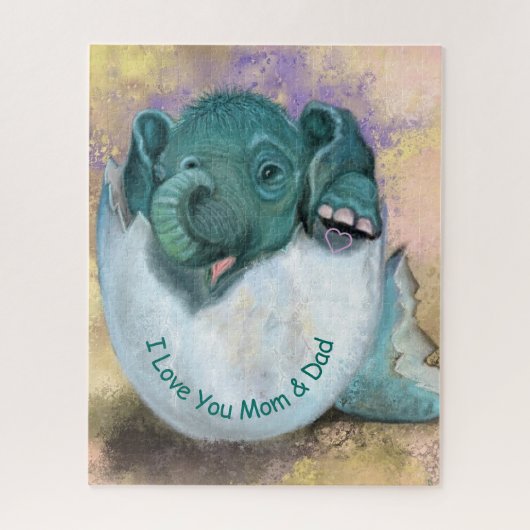エレファントハッチングパズル- I Love You MOM & パパ ジグソーパズル (縦)