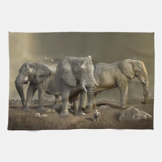 エレファントハンターオンサファリ キッチンタオル (横)