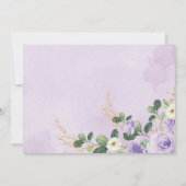 エレファントバイオレットパープルフローラガーデンベビーシャワー 招待状 (裏面)