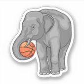 エレファントバスケットボール選手バスケットボール シール (正面)
