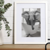 エレファントバスタブ白黒バスルーム ポスター