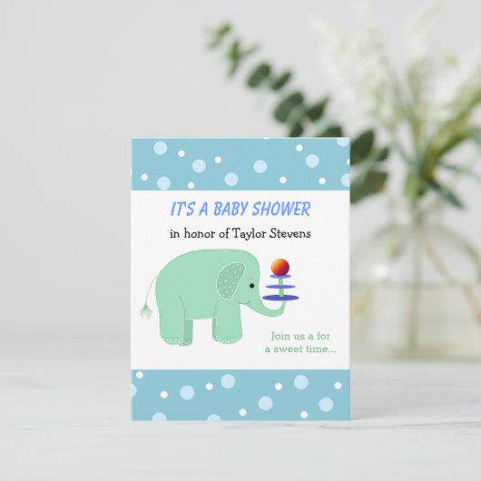 エレファントバランス法ベビースシャワー 招待状 (スタンド正面)