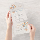 エレファントバルーンの赤ちゃんシャワーすべて一つの招待状 オールインワン招待状 (貼ってはがせる)