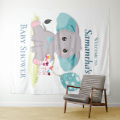 エレファントバルーン女の子の赤ちゃんシャワー背景 タペストリー (インサイチュ(横))