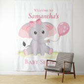 エレファントバルーン女の子の赤ちゃんシャワー背景 タペストリー (インサイチュ)