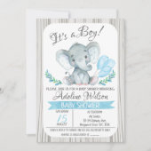エレファントバルーン水彩ベビーシャワー招待状 招待状 (正面)