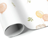 エレファントバルーン水彩緑のベビースシャワー ラッピングペーパー (ロールコーナー)