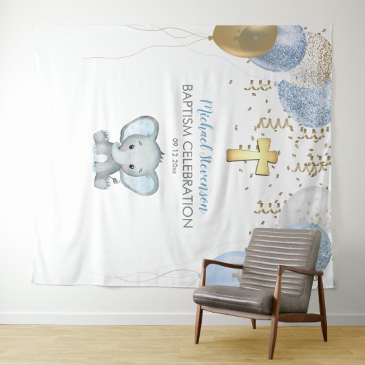 エレファントバルーン水色バプティスタペストリー タペストリー (インサイチュ(横))