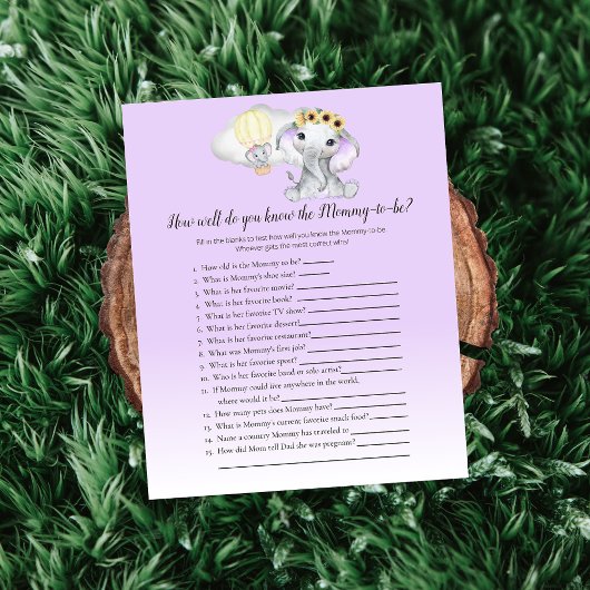 エレファントバルーン知っているMom2Beパープルベビーゲーム