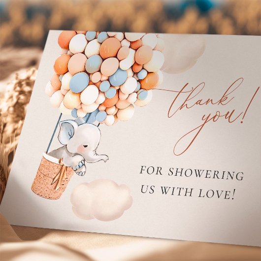 エレファントバルーン赤ちゃんシャワーありがとう サンキューカード