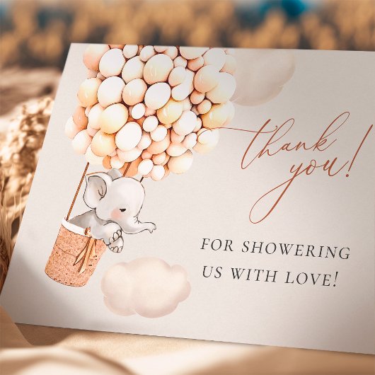 エレファントバルーン赤ちゃんシャワーありがとう サンキューカード