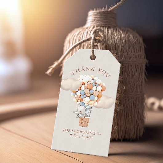 エレファントバルーン赤ちゃんシャワーギフトラベル ギフトタグ