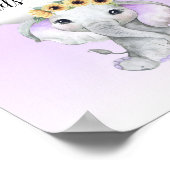 エレファントバルーン赤ちゃんシャワーパープルカードギフト ポスター (角)