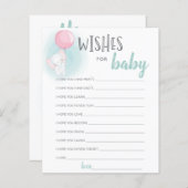 エレファントバルーン赤ちゃんシャワー希望ベビーカード (正面/裏面)