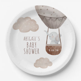エレファントバルーン赤ちゃんシャワー ペーパープレート