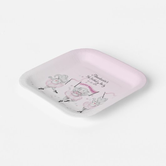 エレファントバレリナダンス誕生日 ペーパープレート (傾斜あり)