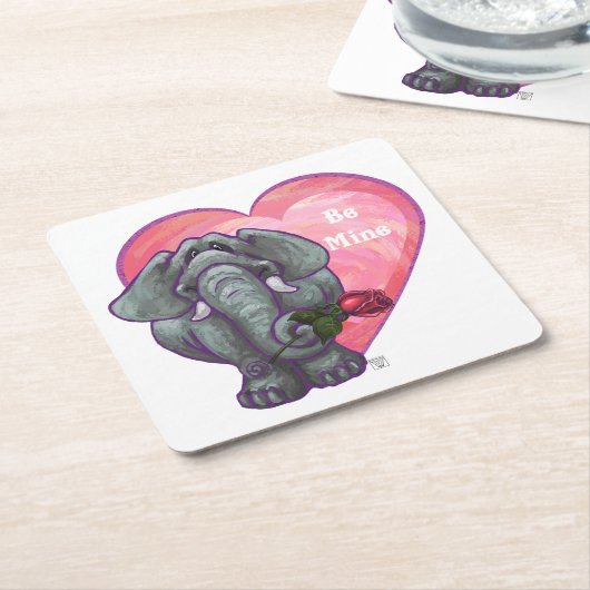 エレファントバレンタインデー スクエアペーパーコースター (アングル)