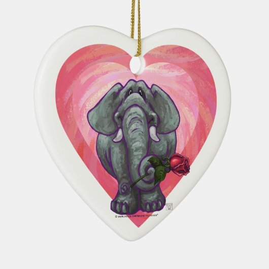 エレファントバレンタインデー セラミックオーナメント (右)