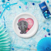 エレファントバレンタインデー ペーパープレート (パーティー)