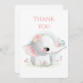 エレファントパステルウォーターカラーサンキューカード サンキューカード (正面/裏面)