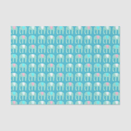エレファントパターンアクアブルー 薄葉紙 (正面)