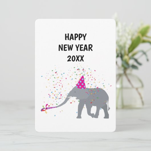 エレファントパーティー – 動物の休日の新年カード シーズンカード (スタンド正面)