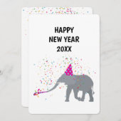 エレファントパーティー – 動物の休日の新年カード シーズンカード (正面/裏面)