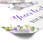 エレファントパープルガールベビーシャワー散水誕生日 ポスター (角)