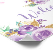 エレファントパープルガール赤ちゃんシャワーサムプリントツリー ポスター (角)