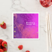 エレファントパープルピンクオレンジ&金ゴールドカスタムパーティー スタンダードカクテルナプキン (インサイチュ)