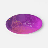 エレファントパープルピンクオレンジ&金ゴールドカスタムパーティー ペーパープレート (アングル)