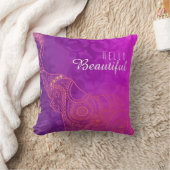 エレファントパープルピンクオレンジ&金ゴールドシカスタムック クッション (ブランケット)