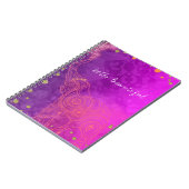 エレファントパープルピンクオレンジ&金ゴールドシカスタムック ノートブック (左側)